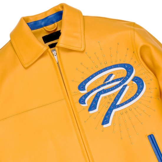 Mens Pelle Pelle Greatest Of All Time Yellow Leather Jacket