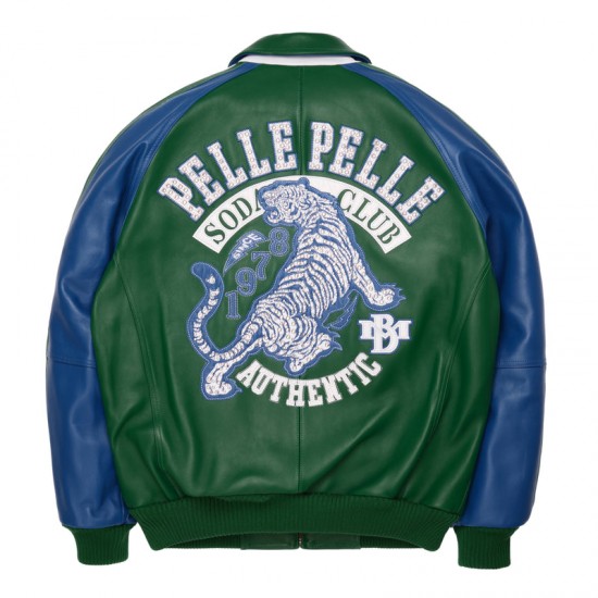 Mens Pelle Pelle Soda Club Tiger Green Jacket Mens Pelle Pelle Soda Club Tiger Green Jacket
