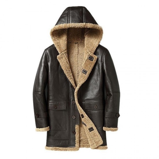 Mens RAF B3 Black Bomber Shearling Fur Genuine Leather Jacket Winter Coat Mens RAF B3 Black Bomber Shearling Fur Genuine Leather Jacket Winter Coat