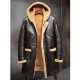 Mens RAF Hooded Shearling Fur Sheepskin Leather Winter Long Jacket Mens RAF Hooded Shearling Fur Sheepskin Leather Winter Long Jacket