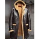 Mens RAF Hooded Shearling Fur Sheepskin Leather Winter Long Jacket Mens RAF Hooded Shearling Fur Sheepskin Leather Winter Long Jacket