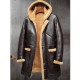 Mens RAF Hooded Shearling Fur Sheepskin Leather Winter Long Jacket Mens RAF Hooded Shearling Fur Sheepskin Leather Winter Long Jacket