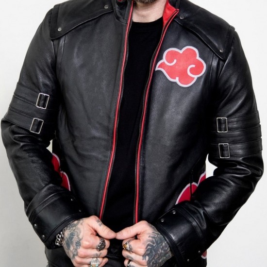 Mens Red Clouds Cloak Black Leather Jacket Mens Red Clouds Cloak Black Leather Jacket
