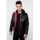 Mens Red Hood Black Leather Costume Jacket Mens Red Hood Black Leather Costume Jacket