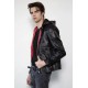 Mens Red Hood Black Leather Costume Jacket Mens Red Hood Black Leather Costume Jacket