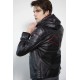 Mens Red Hood Black Leather Costume Jacket Mens Red Hood Black Leather Costume Jacket