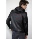 Mens Red Hood Black Leather Costume Jacket Mens Red Hood Black Leather Costume Jacket