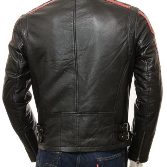 Mens Retro Cafe Racer Style Real Leather Biker Jacket Mens Retro Cafe Racer Style Real Leather Biker Jacket
