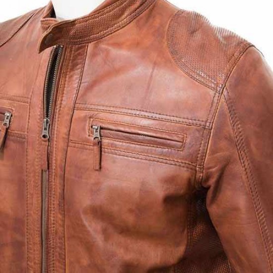 Mens Stunning Four Zipped Pockets Real Leather Biker Jacket Mens Stunning Four Zipped Pockets Real Leather Biker Jacket