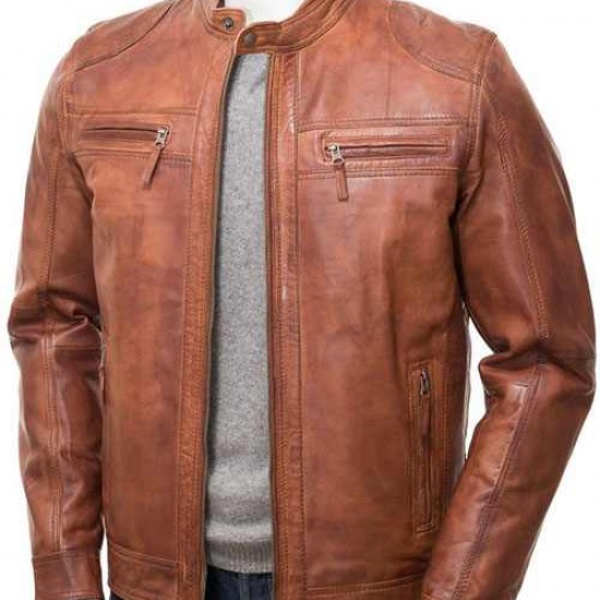 Mens Stunning Four Zipped Pockets Real Leather Biker Jacket Mens Stunning Four Zipped Pockets Real Leather Biker Jacket
