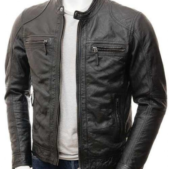 Mens Stunning Four Zipped Pockets Real Leather Biker Jacket Mens Stunning Four Zipped Pockets Real Leather Biker Jacket