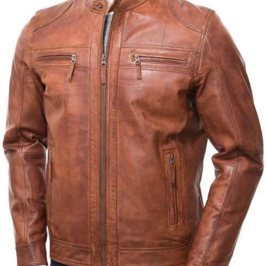 Mens Stunning Four Zipped Pockets Real Leather Biker Jacket Mens Stunning Four Zipped Pockets Real Leather Biker Jacket