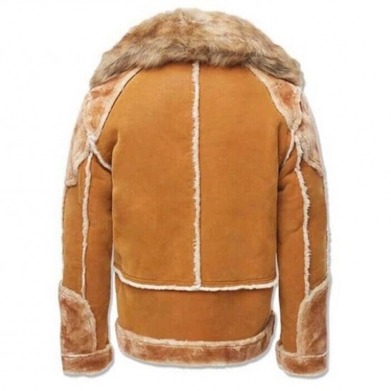 Mens Suede Leather Brown Hooded Faux Fur Shearling Jacket Mens Suede Leather Brown Hooded Faux Fur Shearling Jacket