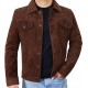 Mens Suede Leather Trucker Jacket - Classic Motorcycle Western Goat Leather Coat Mens Suede Leather Trucker Jacket - Classic Motorcycle Western Goat Leather Coat