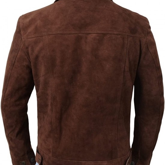 Mens Suede Leather Trucker Jacket - Classic Motorcycle Western Goat Leather Coat Mens Suede Leather Trucker Jacket - Classic Motorcycle Western Goat Leather Coat