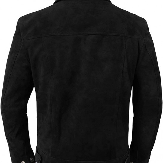 Mens Suede Leather Trucker Jacket - Classic Motorcycle Western Goat Leather Coat Mens Suede Leather Trucker Jacket - Classic Motorcycle Western Goat Leather Coat