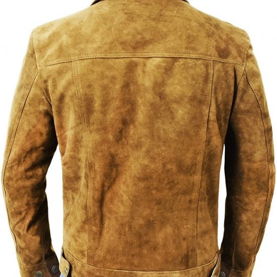 Mens Suede Leather Trucker Jacket - Classic Motorcycle Western Goat Leather Coat Mens Suede Leather Trucker Jacket - Classic Motorcycle Western Goat Leather Coat