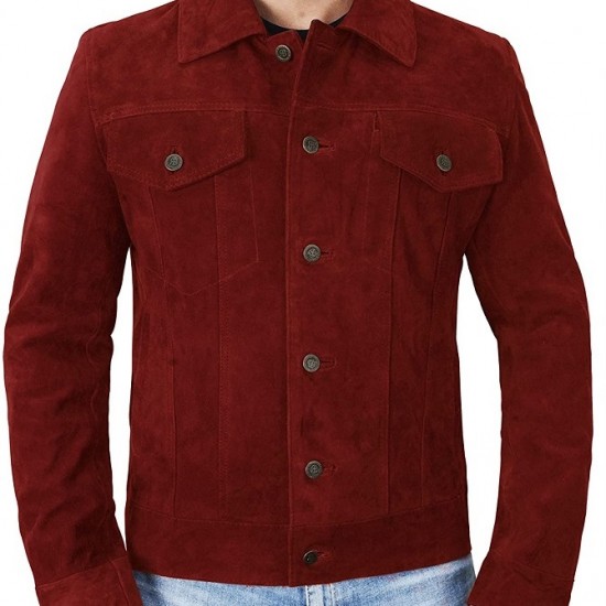 Mens Suede Leather Trucker Jacket - Classic Motorcycle Western Goat Leather Coat Mens Suede Leather Trucker Jacket - Classic Motorcycle Western Goat Leather Coat