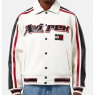 Mens Tommy X Avirex White Leather Jacket