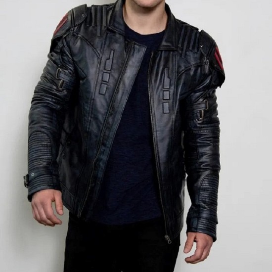 Mens Transformers Autobot Shield Black Armor Leather Jacket