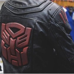 Mens Transformers Autobot Shield Black Armor Leather Jacket