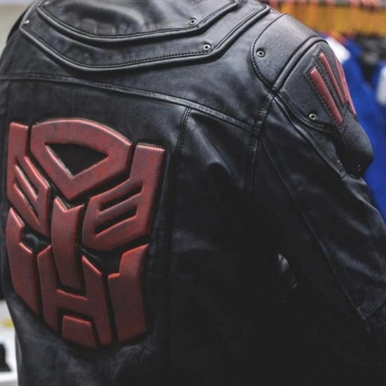 Mens Transformers Autobot Shield Black Armor Leather Jacket