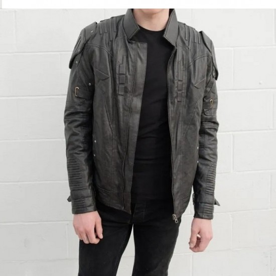 Mens Transformers Black Armor Leather Costume Jacket