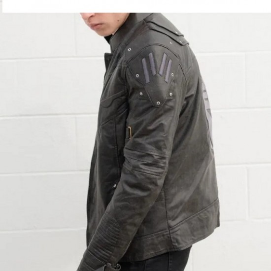 Mens Transformers Black Armor Leather Costume Jacket