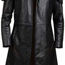 Mens Trench Coat A7 Fallout Vegas Veteran Ranger Real Black Sheep Leather Coat