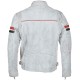 Mens Vintage Cafe Racer Retro White Motorcycle Red Black Stripes Biker Cowhide Leather Jacket Mens Vintage Cafe Racer Retro White Motorcycle Red Black Stripes Biker Cowhide Leather Jacket