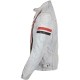 Mens Vintage Cafe Racer Retro White Motorcycle Red Black Stripes Biker Cowhide Leather Jacket Mens Vintage Cafe Racer Retro White Motorcycle Red Black Stripes Biker Cowhide Leather Jacket