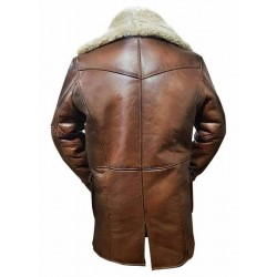Mens Winter Dark Knight Rises Bane Shearling Leather Trench Coat