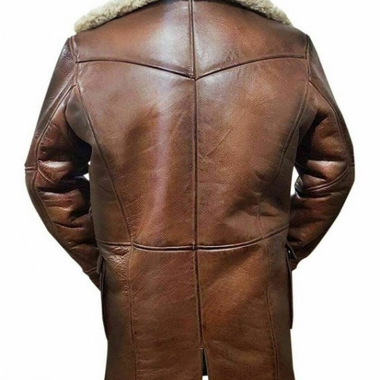 Mens Winter Dark Knight Rises Bane Shearling Leather Trench Coat