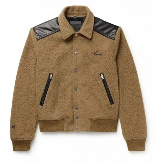 Mens Wool-Blend Bomber Jacket