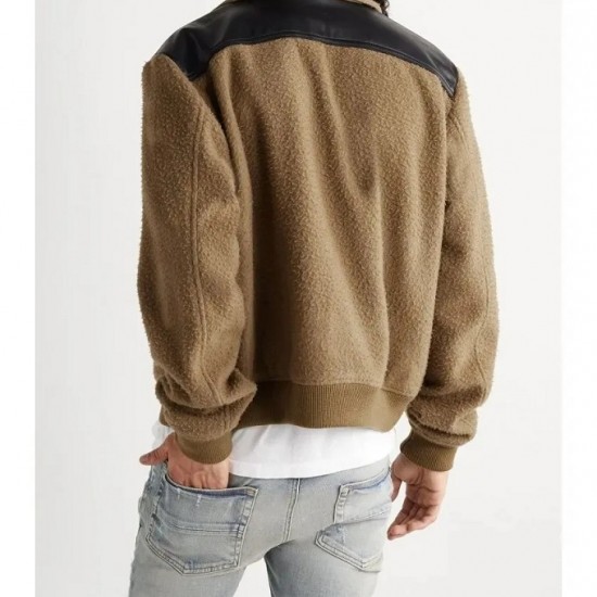 Mens Wool-Blend Bomber Jacket