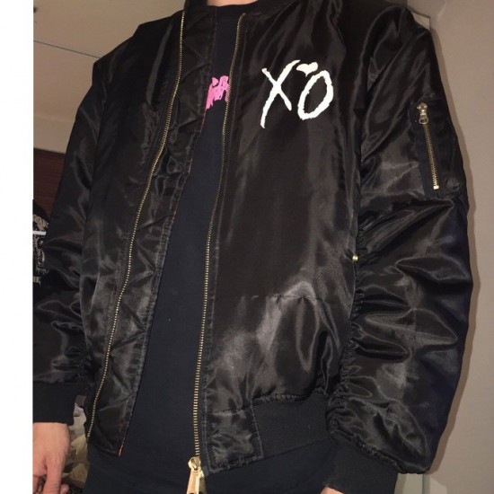 Mens XO Star Boy The Weeknd Black Satin Jacket Mens XO Star Boy The Weeknd Black Satin Jacket