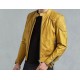 Mens Yellow Cafe Racer Leather Jacket Mens Yellow Cafe Racer Leather Jacket