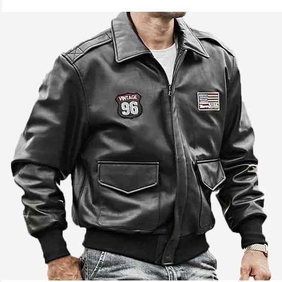 Men’s Air Force Pilot Style Black Bomber Leather Jacket Men’s Air Force Pilot Style Black Bomber Leather Jacket