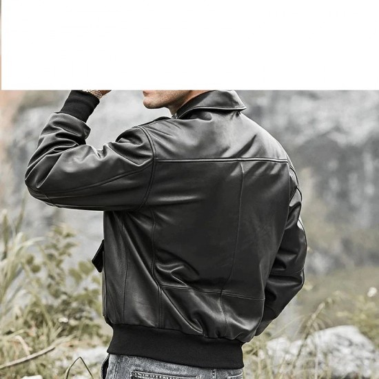Men’s Air Force Pilot Style Black Bomber Leather Jacket Men’s Air Force Pilot Style Black Bomber Leather Jacket