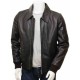 Men’s Black And Dark Blue Classic Real Leather Bomber Jacket