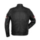 Men’s Black Leather Red and White Striped Cafe Racer Jacket