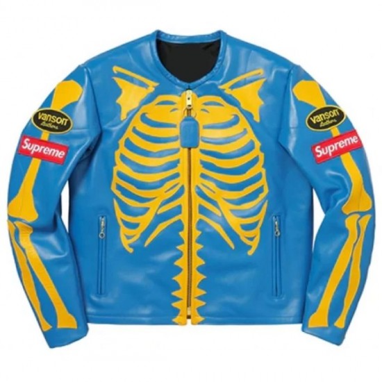 Men’s Blue Skeleton Vanson Leather Jacket