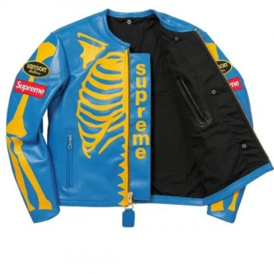 Men’s Blue Skeleton Vanson Leather Jacket