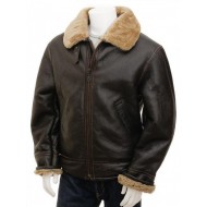 Men’s Brown RAF Aviator Vintage Real Shearling Sheepskin Flying Leather Jacket