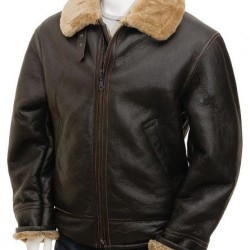 Men’s Brown RAF Aviator Vintage Real Shearling Sheepskin Flying Leather Jacket