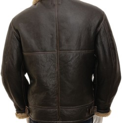 Men’s Brown RAF Aviator Vintage Real Shearling Sheepskin Flying Leather Jacket