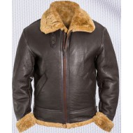 Men’s Brown RAF WWII Aviator Vintage Real Shearling Sheepskin Flying Leather Jacket