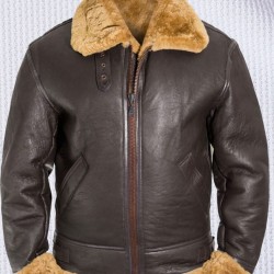 Men’s Brown RAF WWII Aviator Vintage Real Shearling Sheepskin Flying Leather Jacket