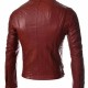 Men’s Casual Slim Fit Snap Tab Collar Red Faux Leather Jacket Men’s Casual Slim Fit Snap Tab Collar Red Faux Leather Jacket