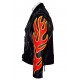 Fire Flame Men’s Black Racer Style Motorcycle Jacket Fire Flame Men’s Black Racer Style Motorcycle Jacket